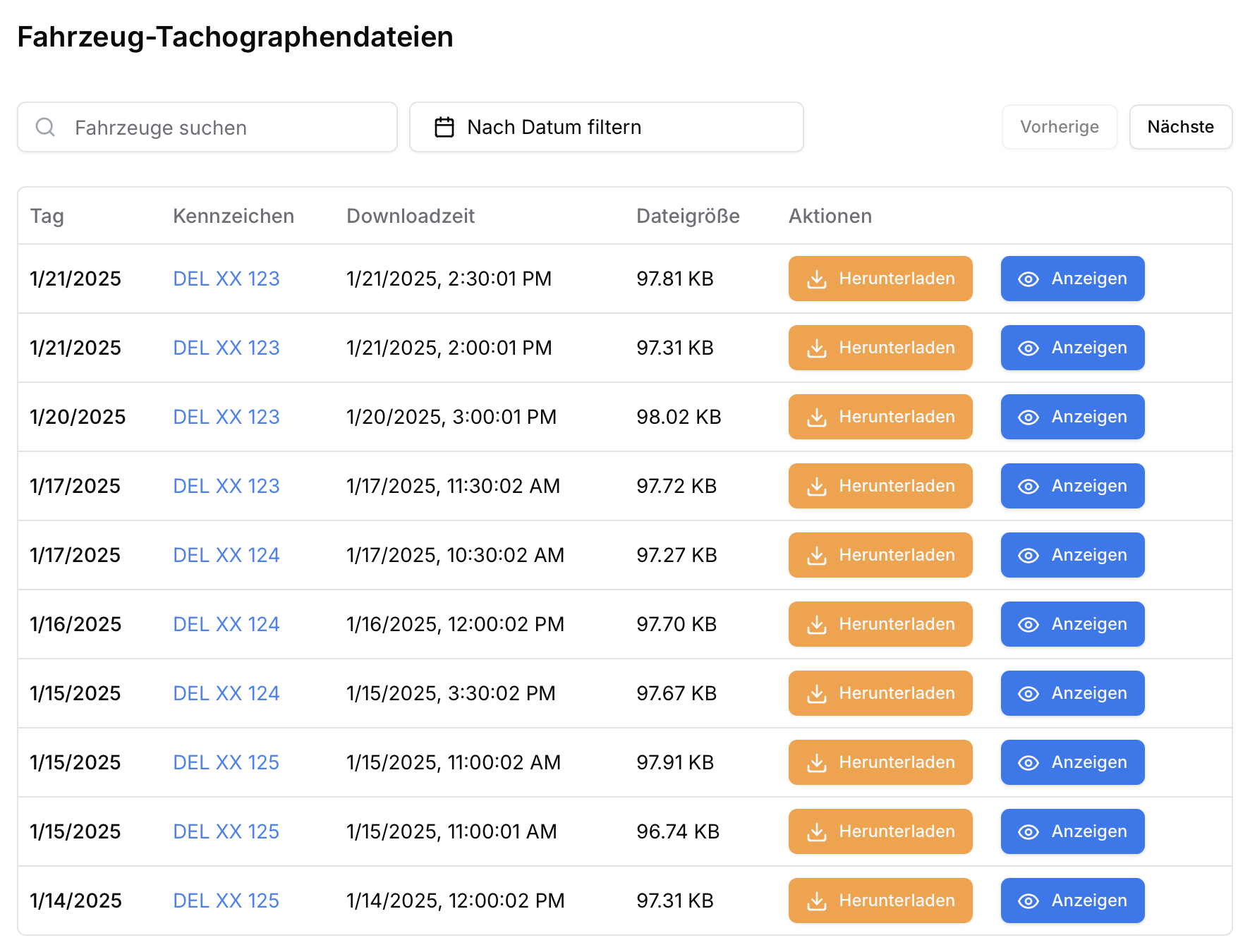 Tachographen-Datenmanagement