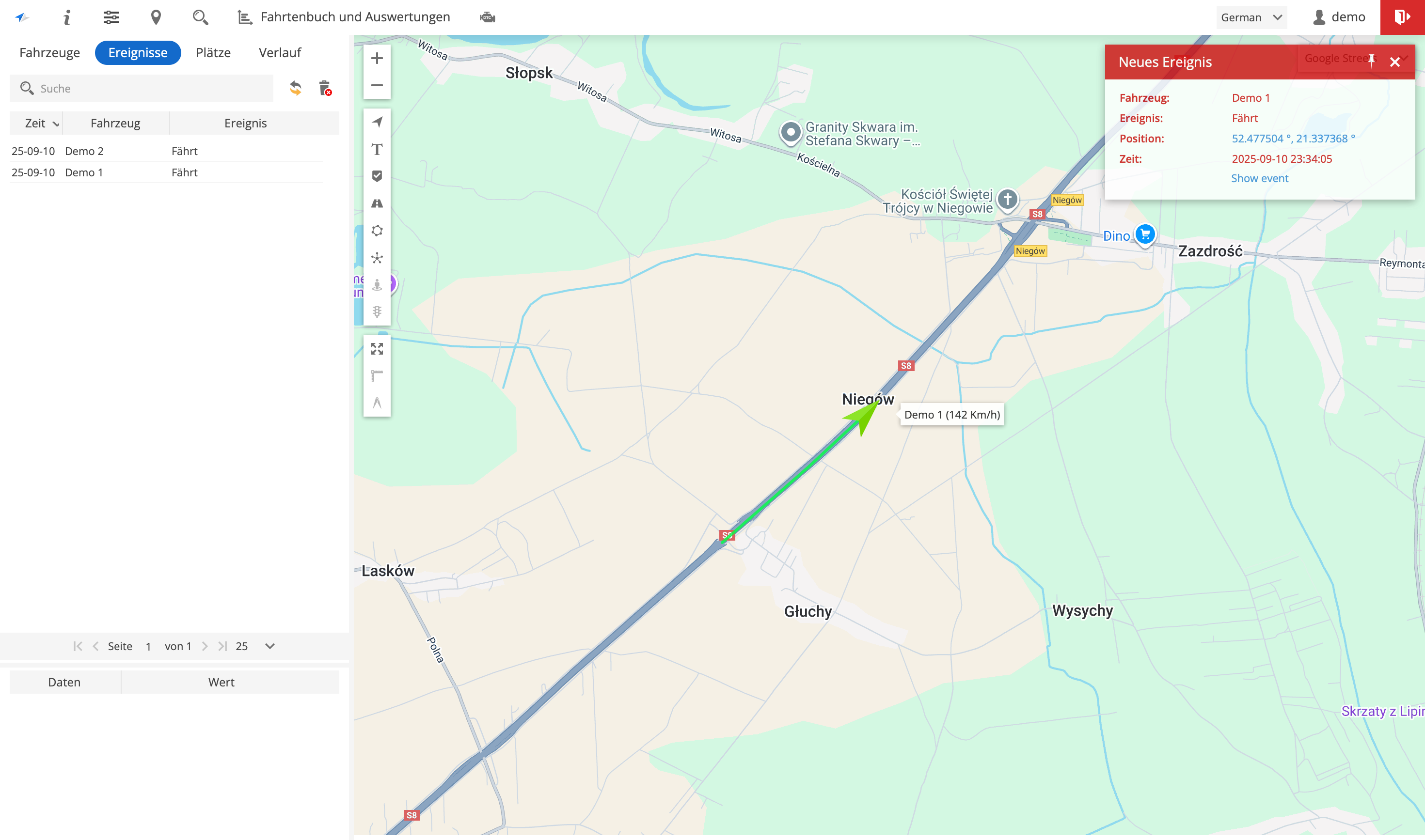 Safari GPS Alarm Dashboard
